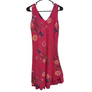 Charlie B Womens Midi Dress Medium Pink Floral Sleeveless Beach Coastal Resort
